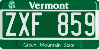 VT license plate ZXF859