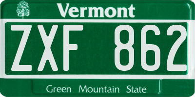 VT license plate ZXF862
