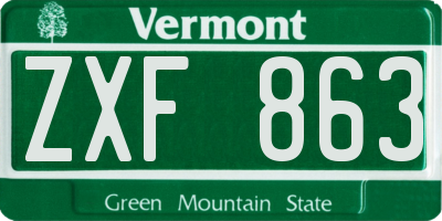 VT license plate ZXF863