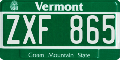 VT license plate ZXF865