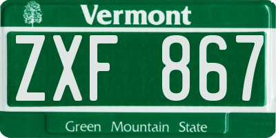 VT license plate ZXF867