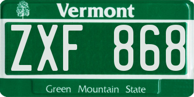 VT license plate ZXF868