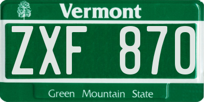 VT license plate ZXF870