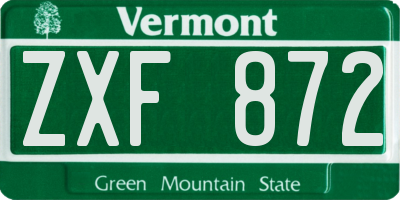 VT license plate ZXF872