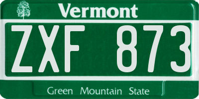 VT license plate ZXF873
