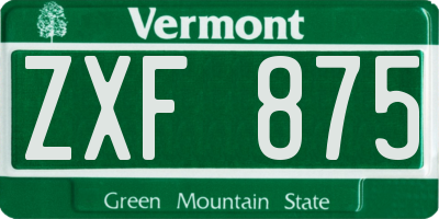 VT license plate ZXF875
