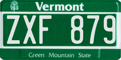 VT license plate ZXF879