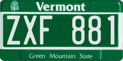 VT license plate ZXF881