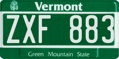 VT license plate ZXF883