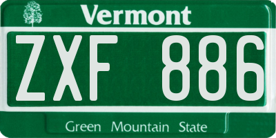 VT license plate ZXF886