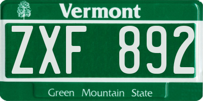 VT license plate ZXF892