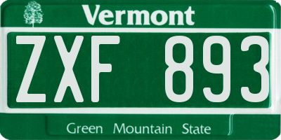 VT license plate ZXF893