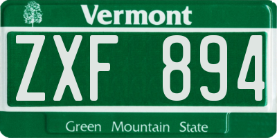 VT license plate ZXF894