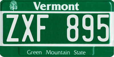 VT license plate ZXF895
