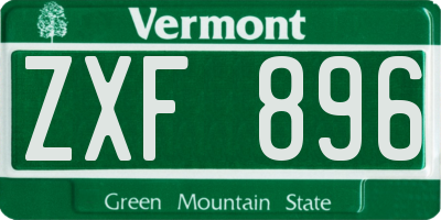VT license plate ZXF896