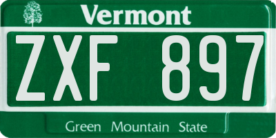 VT license plate ZXF897