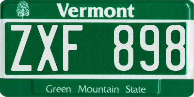 VT license plate ZXF898