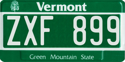 VT license plate ZXF899