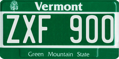 VT license plate ZXF900
