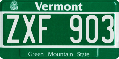 VT license plate ZXF903