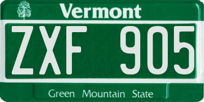 VT license plate ZXF905