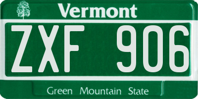 VT license plate ZXF906
