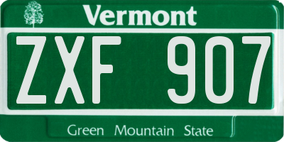 VT license plate ZXF907