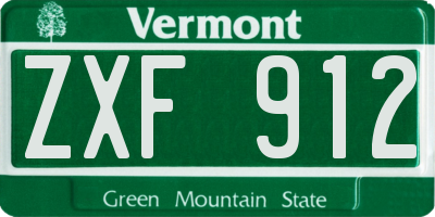 VT license plate ZXF912