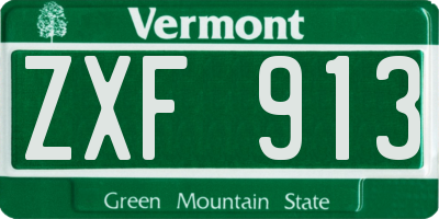 VT license plate ZXF913