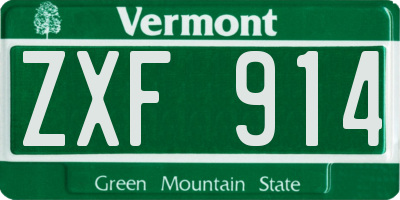 VT license plate ZXF914
