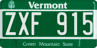 VT license plate ZXF915