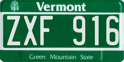 VT license plate ZXF916