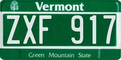 VT license plate ZXF917