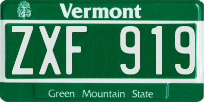 VT license plate ZXF919