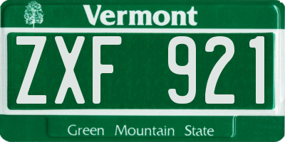 VT license plate ZXF921