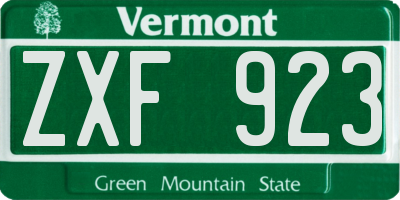 VT license plate ZXF923