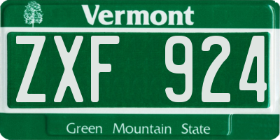 VT license plate ZXF924