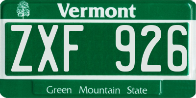 VT license plate ZXF926