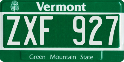 VT license plate ZXF927