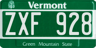 VT license plate ZXF928