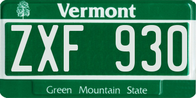 VT license plate ZXF930
