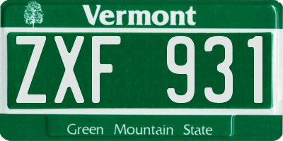 VT license plate ZXF931