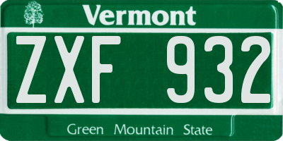VT license plate ZXF932