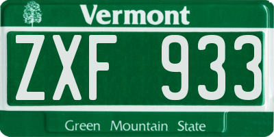 VT license plate ZXF933