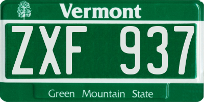 VT license plate ZXF937