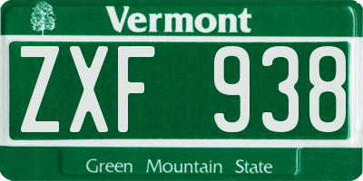 VT license plate ZXF938