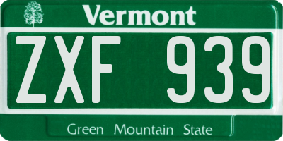 VT license plate ZXF939