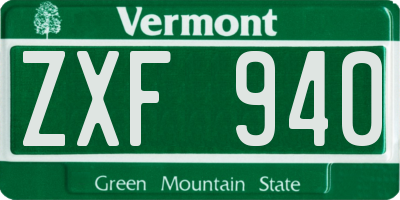 VT license plate ZXF940