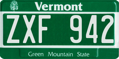 VT license plate ZXF942
