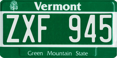 VT license plate ZXF945